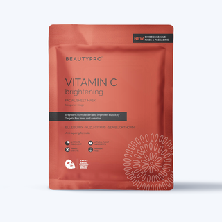 BEAUTYPRO Vitamin C Brightening Sheet Mask, 100% Biodegradable