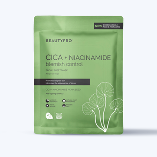 BEAUTYPRO CICA + Niacinamide Blemish Control Mask, 100% Biodegradable