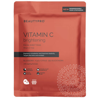 BEAUTYPRO,VITAMIN C Brightening Sheet Mask - 100% Biodegradable,mask,,Skin-Nomad