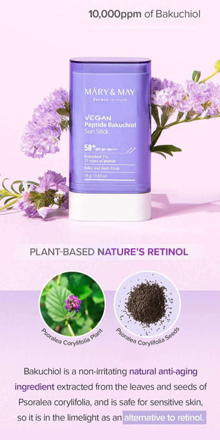 Mary&May,Vegan Peptide Bakuchiol Sun Stick SPF50+,8809670682033,Sunscreen,Skin-Nomad