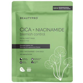 BEAUTYPRO,CICA + NIACINAMIDE Blemish Control Mask - 100% Biodegradable,mask,,Skin-Nomad